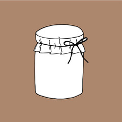 Set of colored hand drawn vector illustration. Set of pickle jars with vegetables. Set with tinned vegetables.