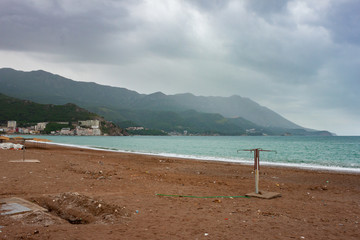 spring beach before summer season in Budva, Montenegro