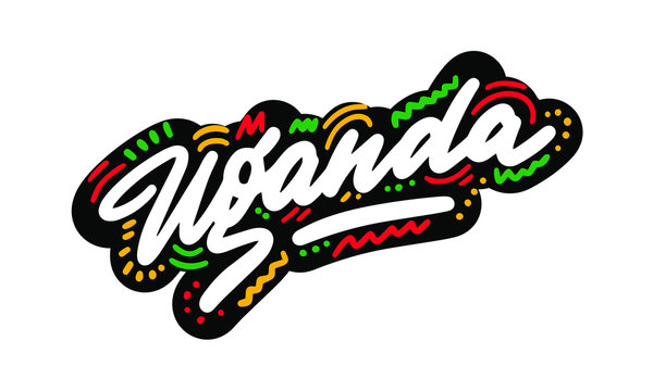 Uganda  Creative Text Handwritten Font Design Vector Illustration.