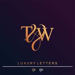 T & W TW logo initial vector mark. Initial letter T & W TW luxury art vector mark logo.