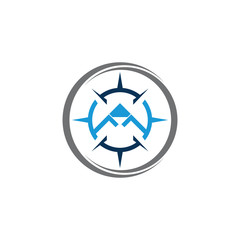 Mountain adventure logo design. Compass icon symbol