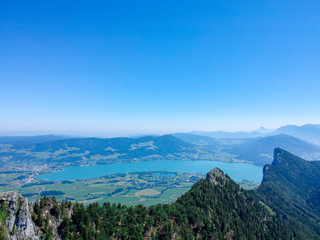 Fototapeta na wymiar Aerial view of Mondsee in Salzkammergut, region Austria