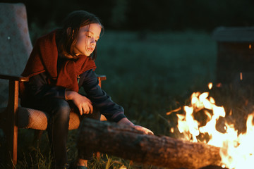 Fototapeta premium man sitting on fire