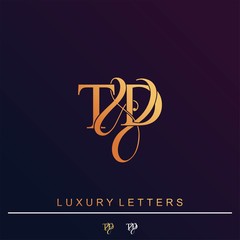 T & D TD logo initial vector mark. Initial letter T & D TD luxury art vector mark logo.
