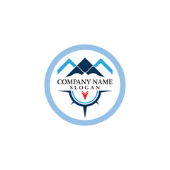 Mountain adventure logo design. Compass icon symbol