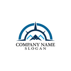 Mountain adventure logo design. Compass icon symbol