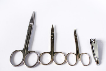 set of dental tools isolated on white background