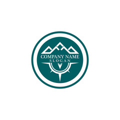 Mountain adventure logo design. Compass icon symbol