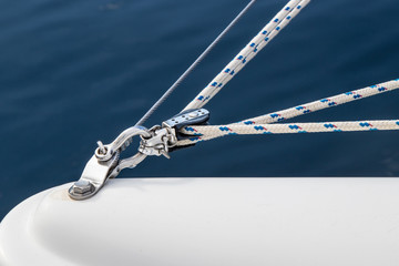 winch and rope on yacht