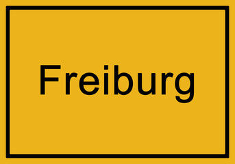 Typical german yellow city sign Freiburg