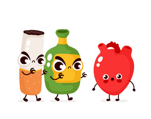 Angry scary alcohol bottle and cigarette