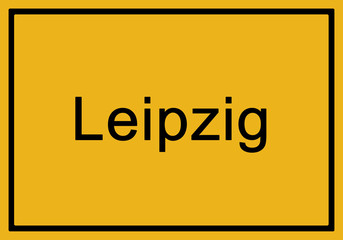 Typical german yellow city sign Leipzig