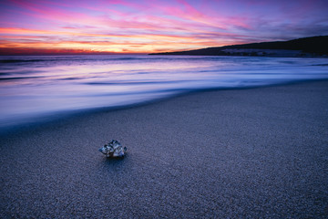 Deep purple sunset in Tarifa Beach, Andalusia