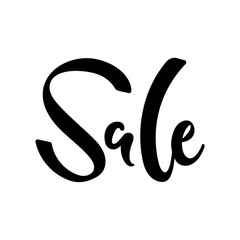 Vector illustration, sale lettering. Minimalistic style with black letters. Applicable for promotion banners, flyers, brochures, signboards.