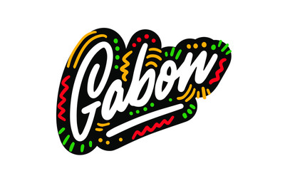 Gabon Word Text with Handwritten Design Vector Illustration.