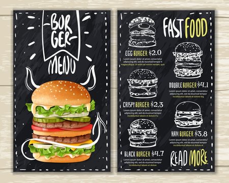 Realistic burger menu