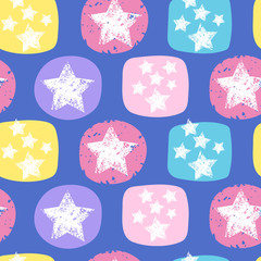 Seamless pattern with colorful stars. Grunge stars Vector