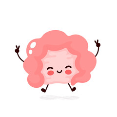 Cute happy smiling intestine character