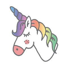 Cute magical unicorn hand drawn illustration