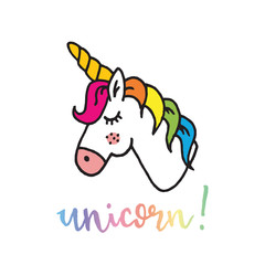 Cute magical unicorn hand drawn illustration
