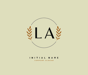 L A LA Beauty vector initial logo, handwriting logo of initial signature, wedding, fashion, jewerly, boutique, floral and botanical with creative template for any company or business.