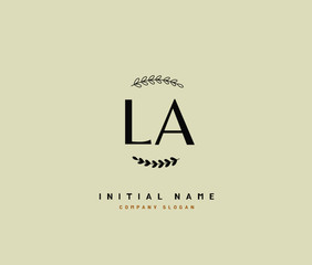 L A LA Beauty vector initial logo, handwriting logo of initial signature, wedding, fashion, jewerly, boutique, floral and botanical with creative template for any company or business.