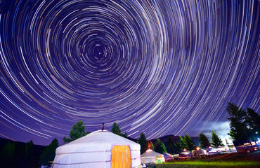 The Star trails of the Night of Mongolia