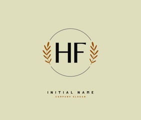 H F HF Beauty vector initial logo, handwriting logo of initial signature, wedding, fashion, jewerly, boutique, floral and botanical with creative template for any company or business.