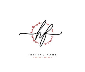 H F HF Beauty vector initial logo, handwriting logo of initial signature, wedding, fashion, jewerly, boutique, floral and botanical with creative template for any company or business.