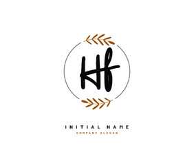 H F HF Beauty vector initial logo, handwriting logo of initial signature, wedding, fashion, jewerly, boutique, floral and botanical with creative template for any company or business.