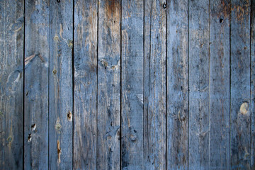 Old blue wooden planks wall background