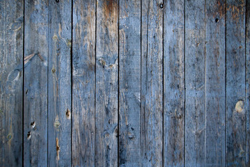 Fototapeta premium Old blue wooden planks wall background