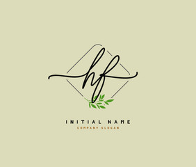 H F HF Beauty vector initial logo, handwriting logo of initial signature, wedding, fashion, jewerly, boutique, floral and botanical with creative template for any company or business.