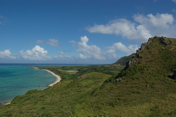 エメラルドグリーンの海と緑に覆われた島