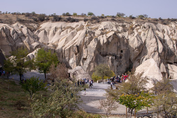 A view of the city of Goreme in the evening, Turkey.