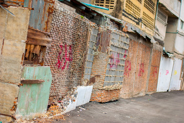 poor peoples homes , vintage brick wall background