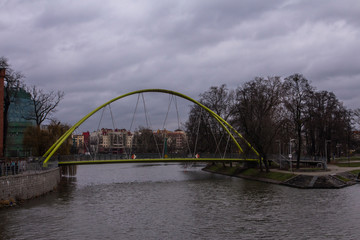 Fototapeta premium A modern bridge over the Oder River in Wroclaw. Poland