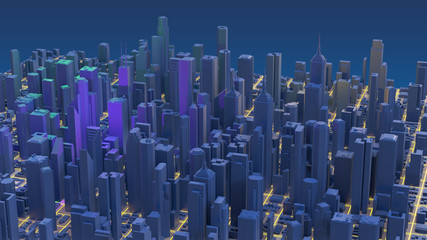 Obraz premium City 3d rendering. Techno mega city skyscrapers.