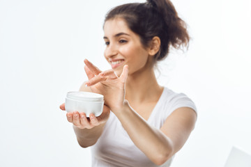 young woman with glass of milk