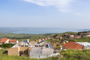 Fototapeta na wymiar Panoramic view of the city Safed (Zefat, Tsfat) and the Sea of Galilee in northern Israel