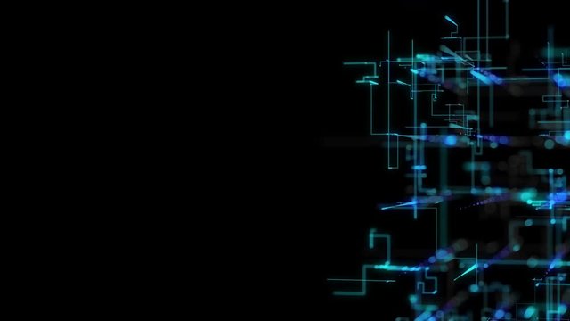 3D illustration, 3D rendering, abstract geometric background, Blue Line and Bokeh technology, architectural design chart, Big Data connection