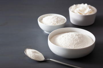 coconut flour and flakes healthy ingredient for keto paleo diet