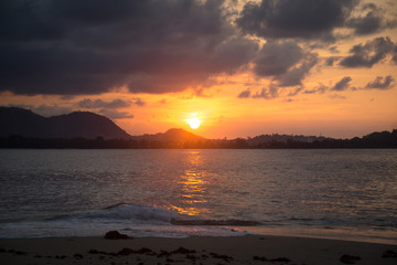 Fototapeta na wymiar The sunset on small island in Papua