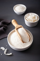 coconut flour and flakes healthy ingredient for keto paleo diet