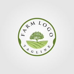 vintage farm with tree logo designs