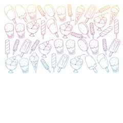 Collection of vector ice creams. Pattern for banners, posters