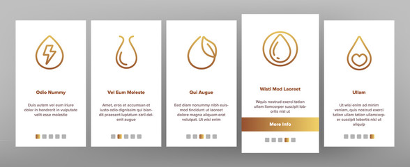 Water Drop Vector Onboarding Mobile App Page Screen. Water Drop with Dollar, Percentage, Recycling. Watering Crops in Agriculture, Sustainable Use, Dirty, Polluted Liquid Illustrations