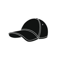 Baseball cap icon. Graphic sign baseball cap. Black symbol baseball cap isolated on white background. Stock vector illustration