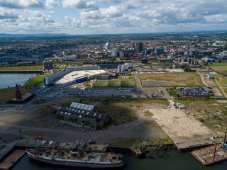 Fototapeta premium The Middlesbrough skyline by drone.