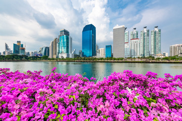 Benjakiti Park, a spec of green amongst Sukhumvit's high rise hotels and office blocks © Somphong A